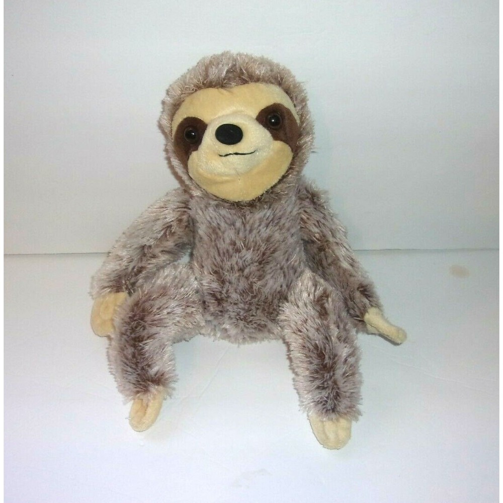 MTY International Plush Sloth Stuffed Animal Toy Brown and White Blended 13"